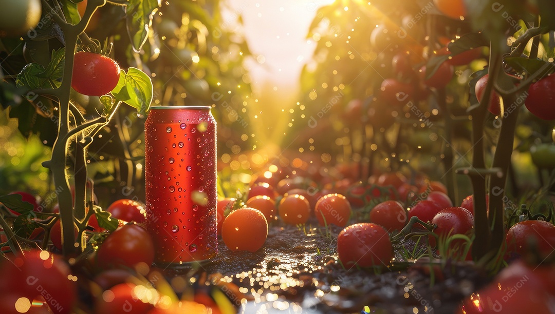 Lindo fundo para mockup de lata de suco de tomate em propaganda