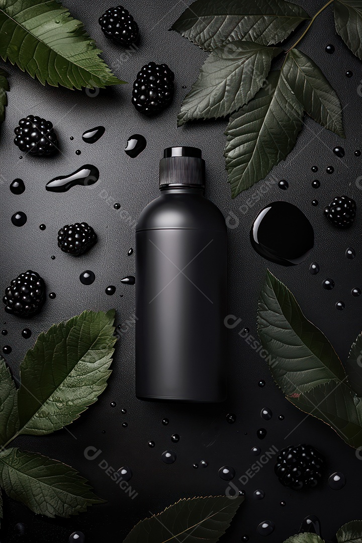 Fundo de uma garrafa com estampa de frutos silvestres