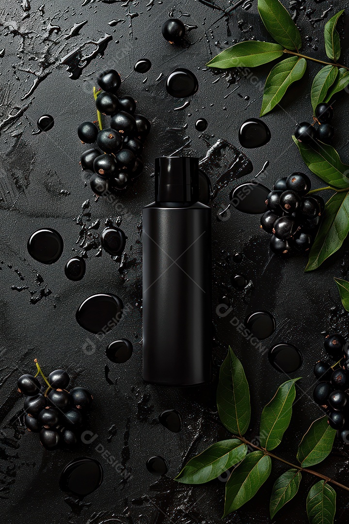 Fundo de uma garrafa com estampa de frutos silvestres