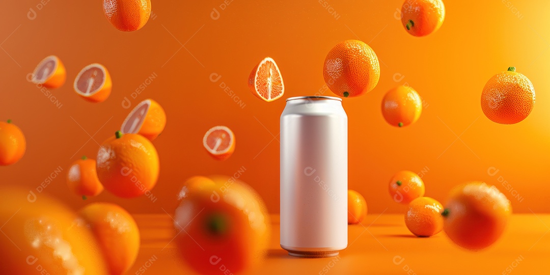 Lata de alumínio com desenho de frutos fundo escuro