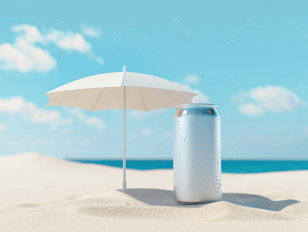 Lata de alumínio com desenho de frutos fundo isolado