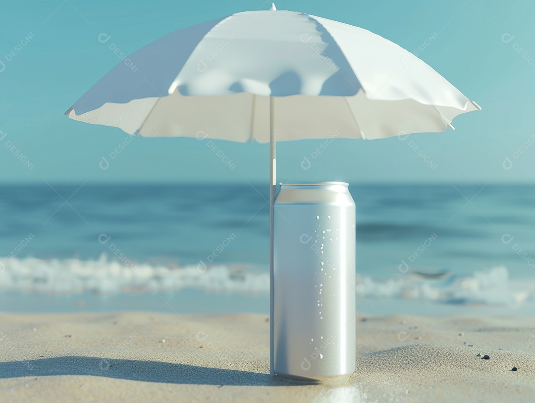 Lata de alumínio com desenho de frutos fundo isolado