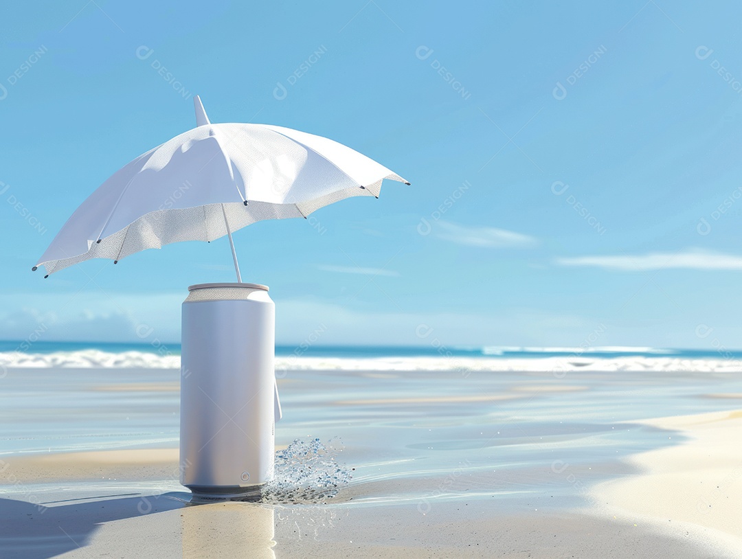 Lata de alumínio com desenho de frutos fundo isolado