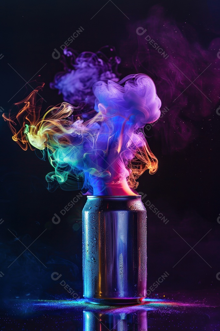 Spray de tinta colorida em formato de arco-íris