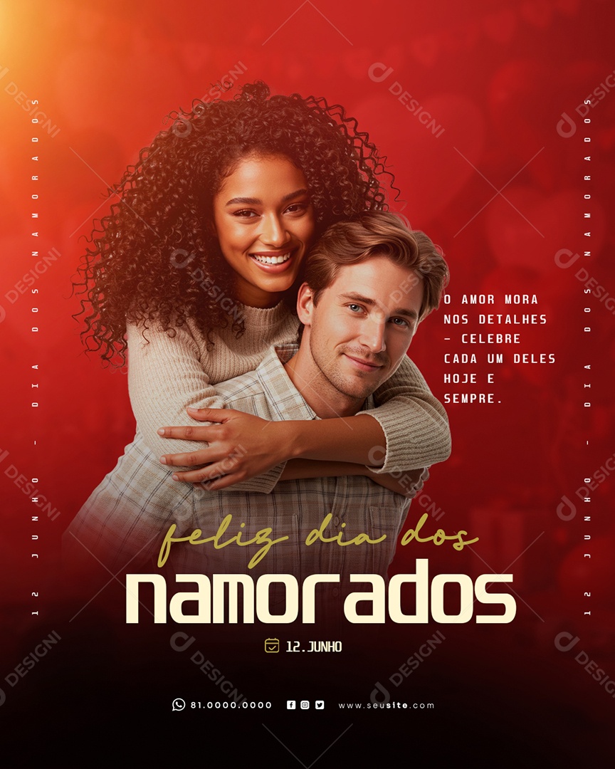 Feliz Dia dos Namorados 12 de junho Social Media PSD Editável