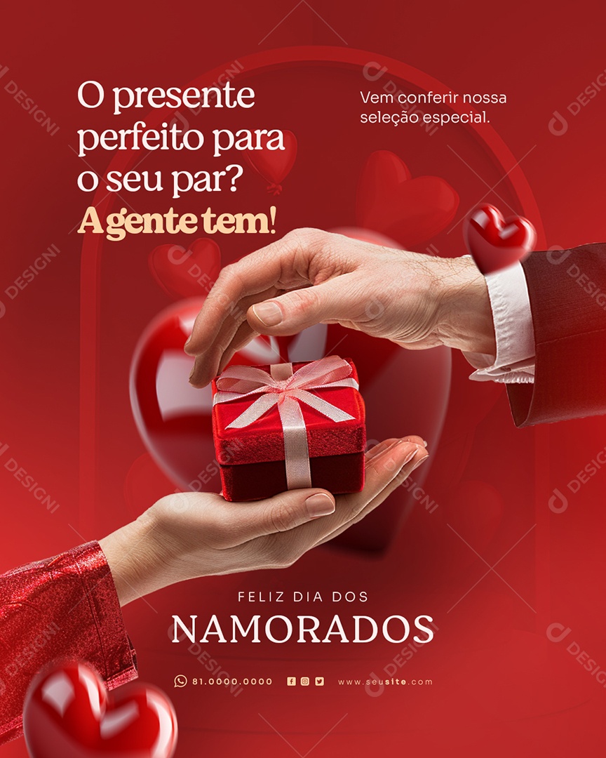 Feliz Dia dos Namorados 12 de junho Social Media PSD Editável