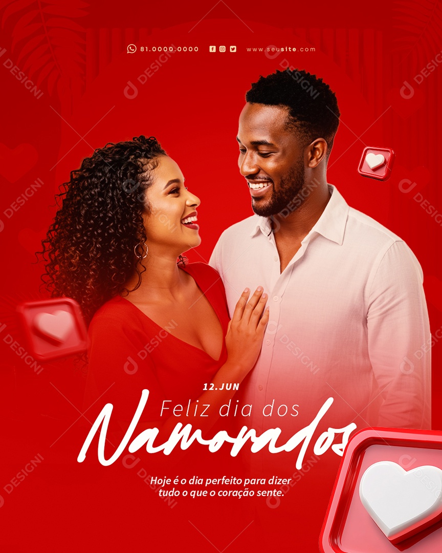 Feliz Dia dos Namorados 12 de junho Social Media PSD Editável