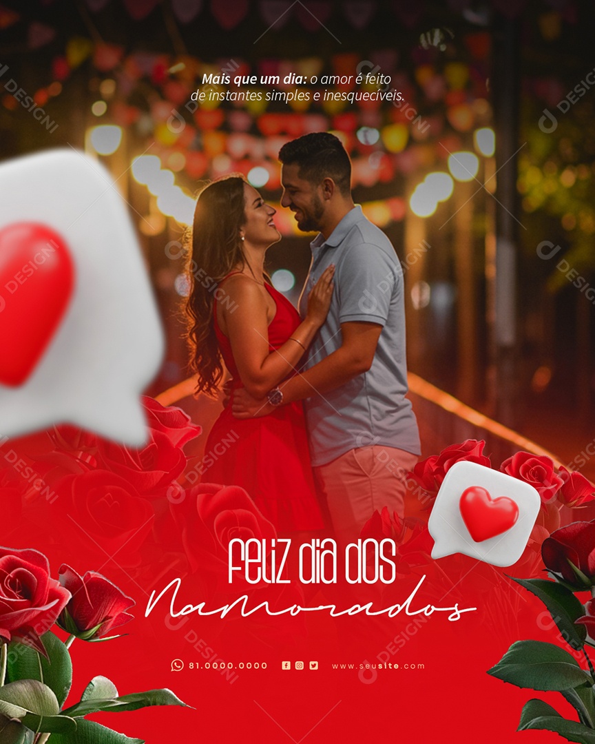 Feliz Dia dos Namorados 12 de junho Social Media PSD Editável