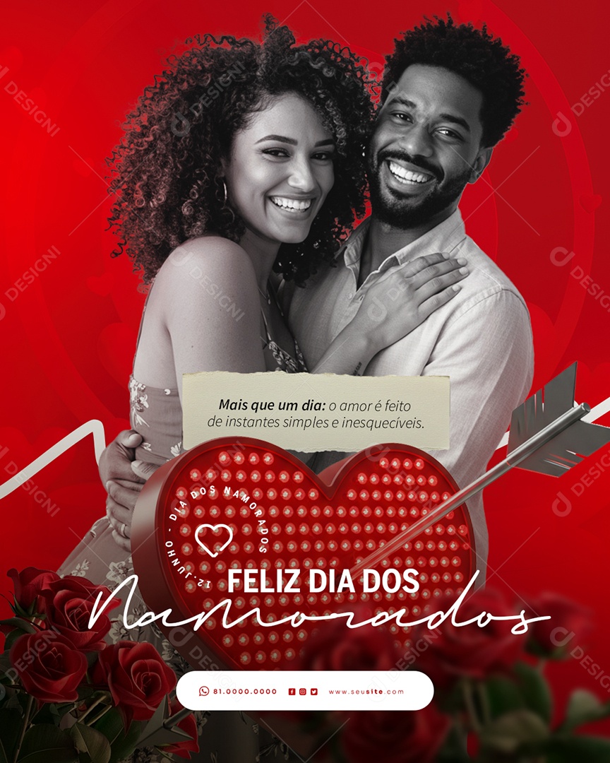 Feliz Dia dos Namorados 12 de junho Social Media PSD Editável