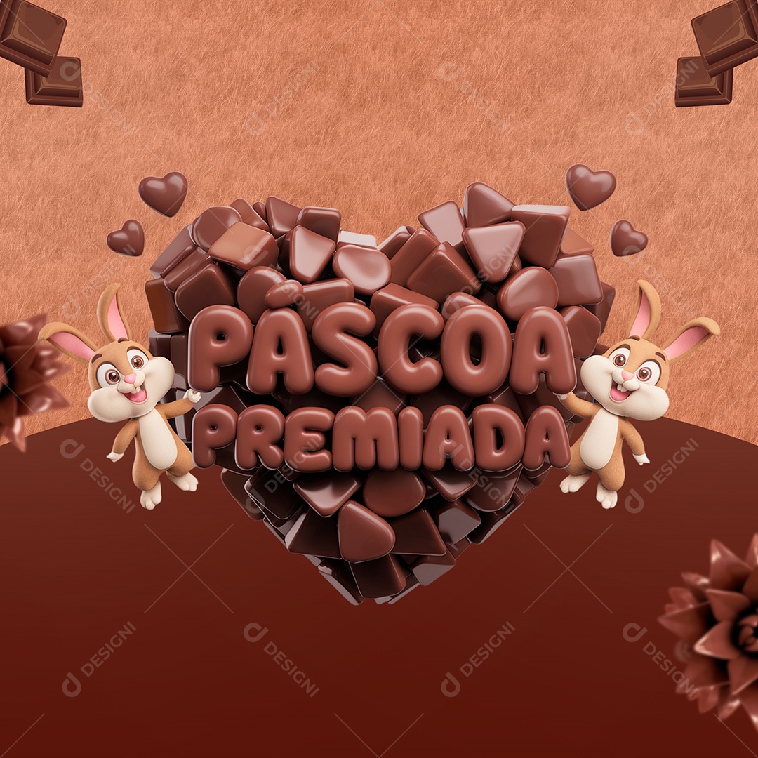 Páscoa Premiada Selo 3D para Composição PSD