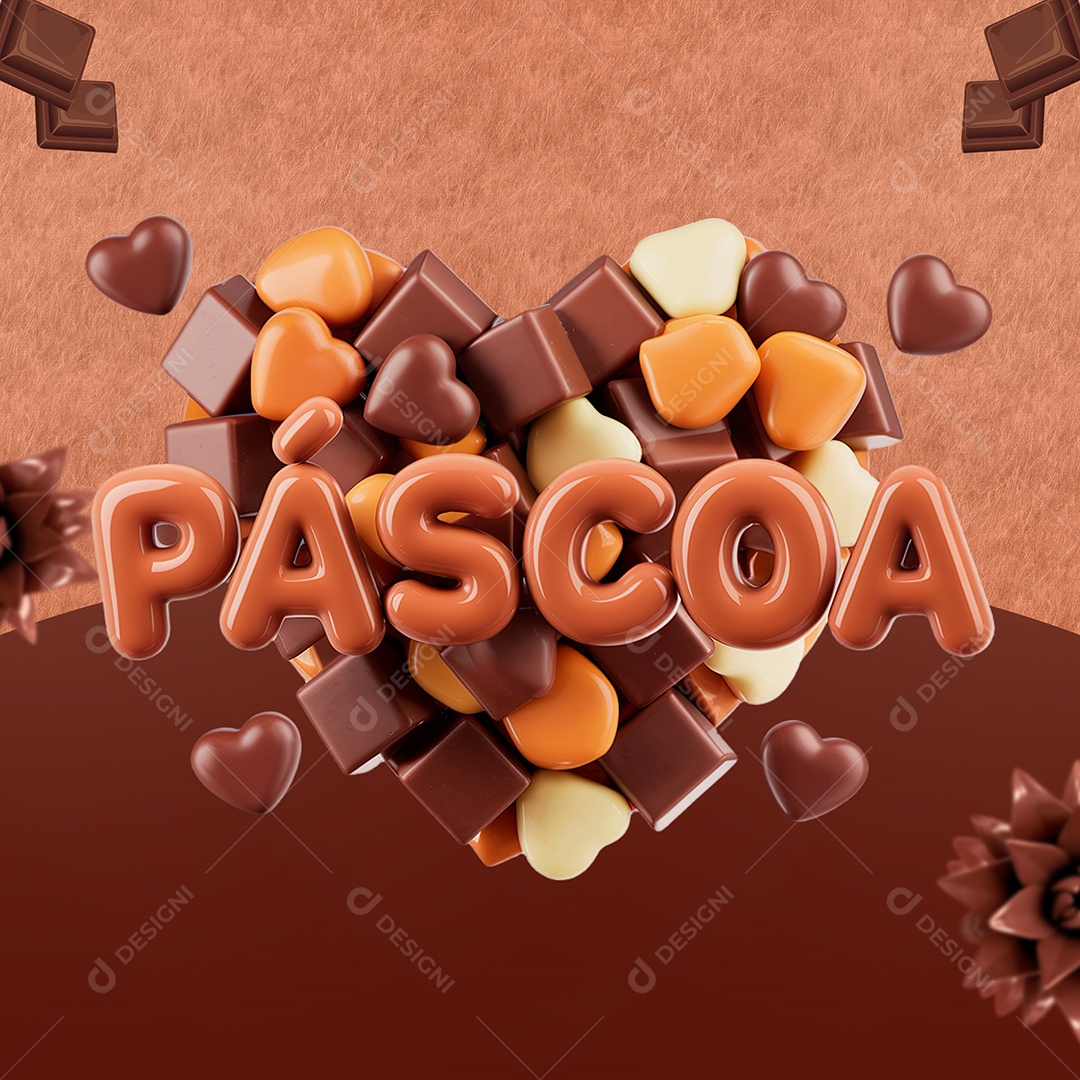 Páscoa Selo 3D para Composição PSD