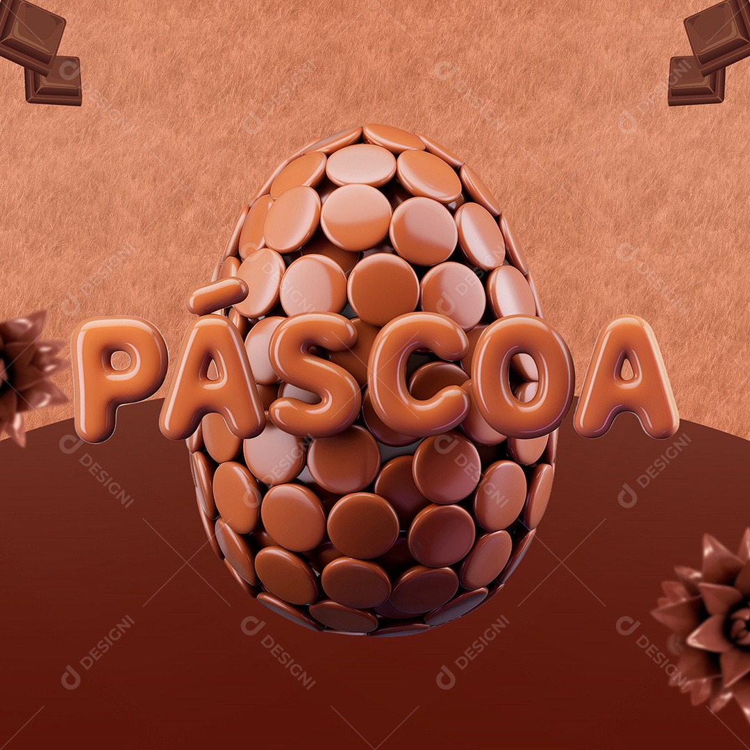 Páscoa Selo 3D para Composição PSD