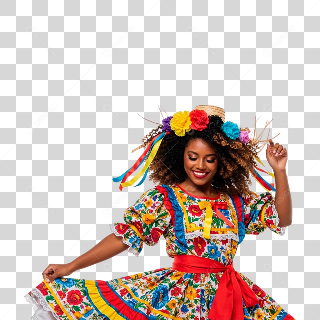 Mulher com Roupa de Festa Junina PNG Transparente