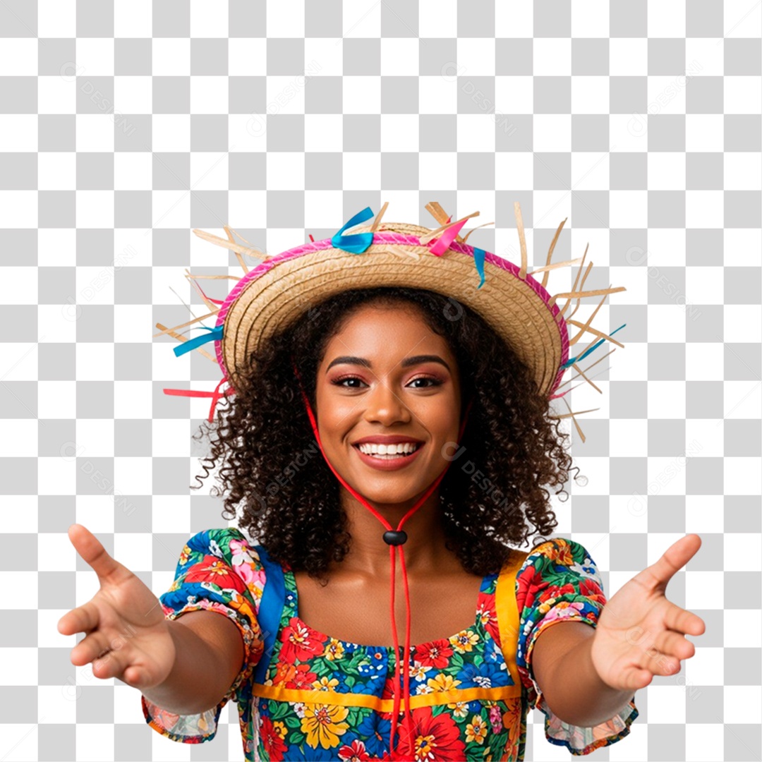 Mulher com Roupa de Festa Junina PNG Transparente