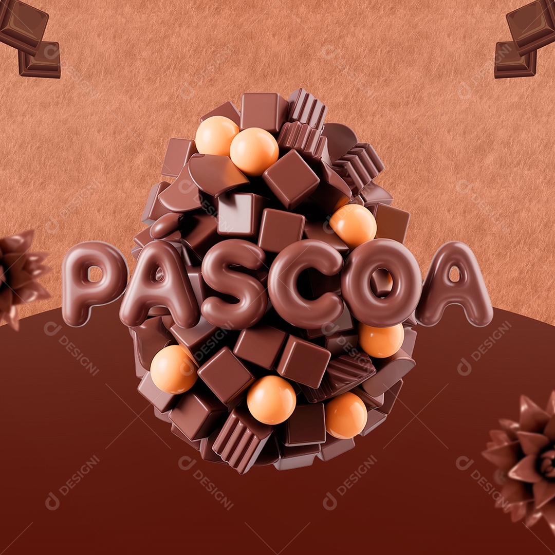 Páscoa Selo 3D para Composição PSD