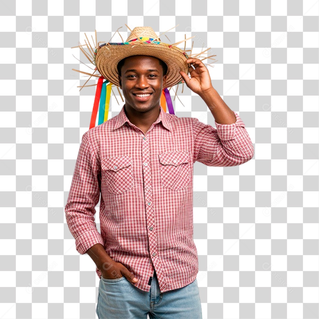 Homem com Roupa de Festa Junina PNG Transparente