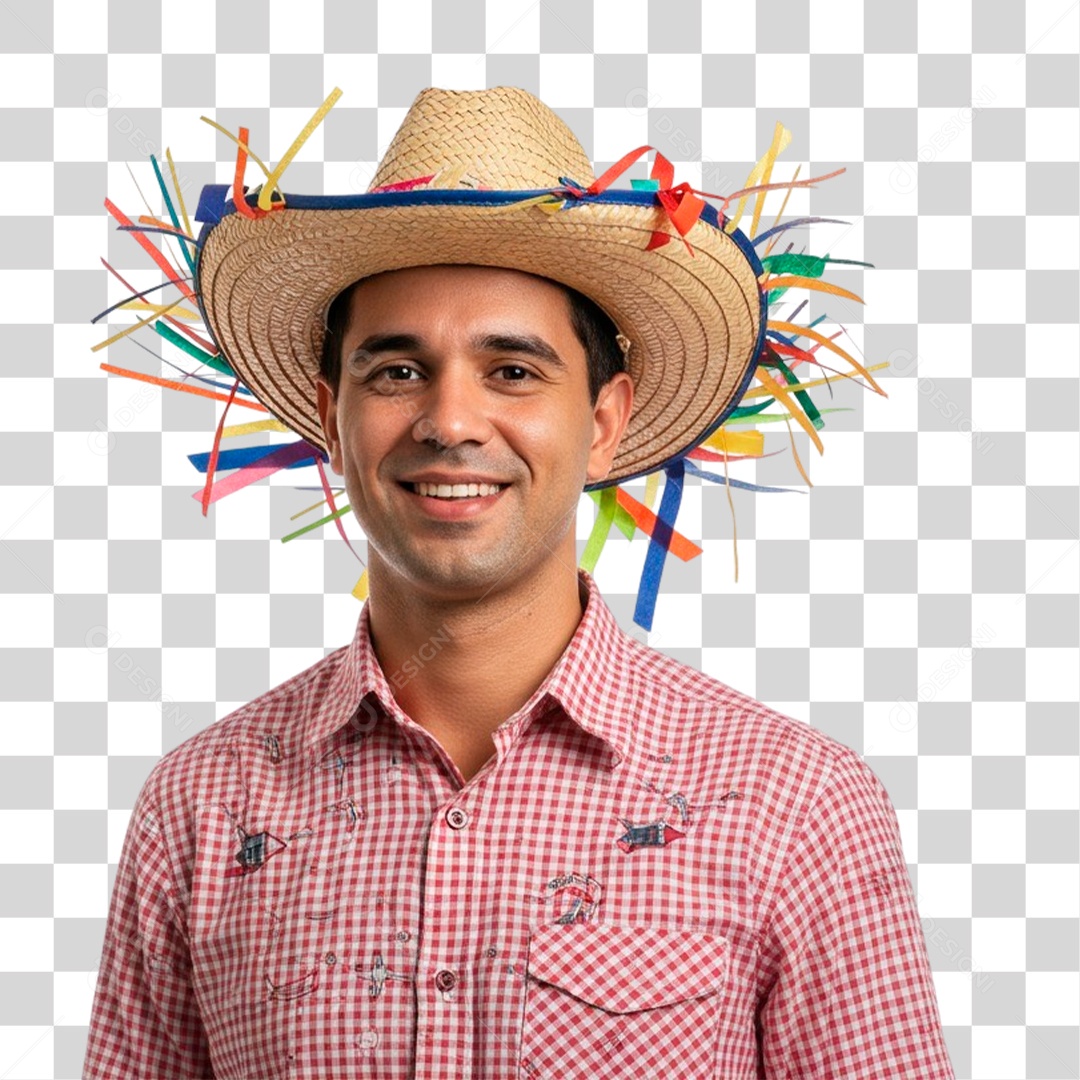 Homem com Roupa de Festa Junina PNG Transparente