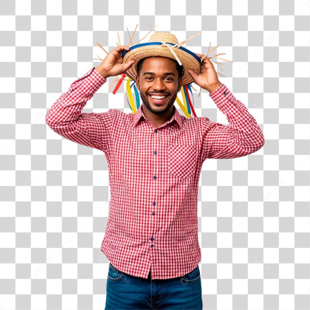 Homem com Roupa de Festa Junina PNG Transparente