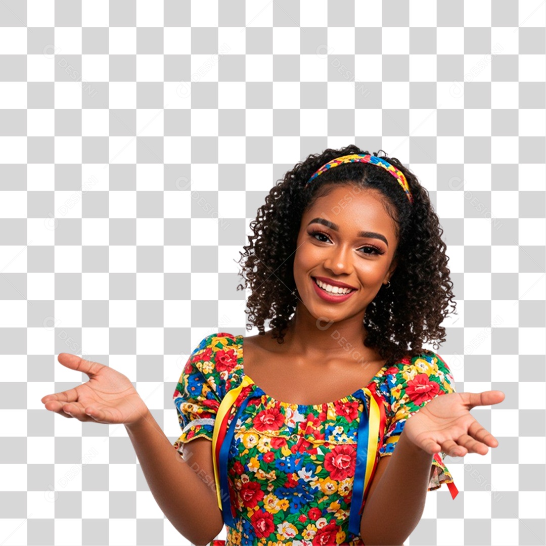 Mulher com Roupa de Festa Junina PNG Transparente