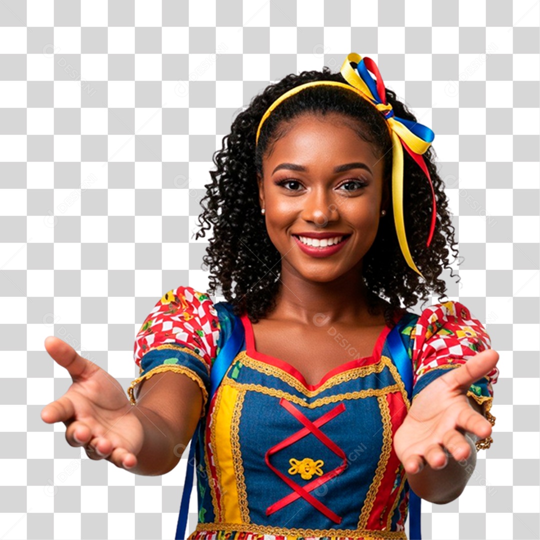 Mulher com Roupa de Festa Junina PNG Transparente