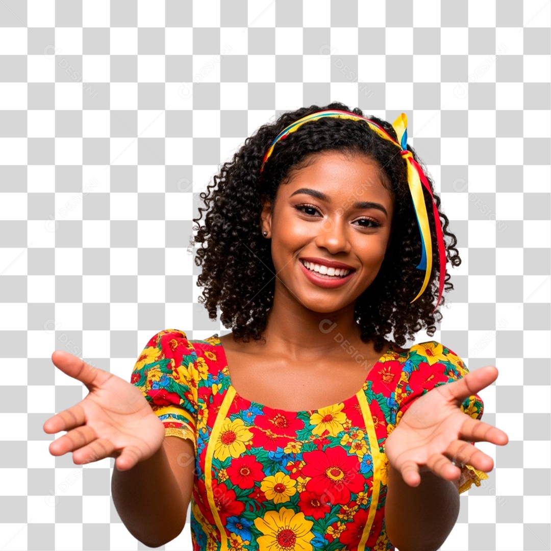 Mulher com Roupa de Festa Junina PNG Transparente