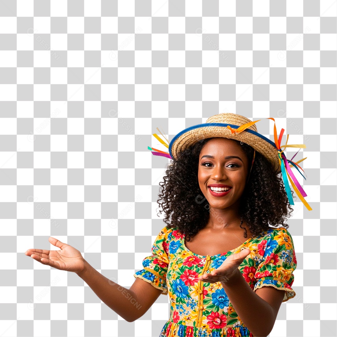 Mulher com Roupa de Festa Junina PNG Transparente