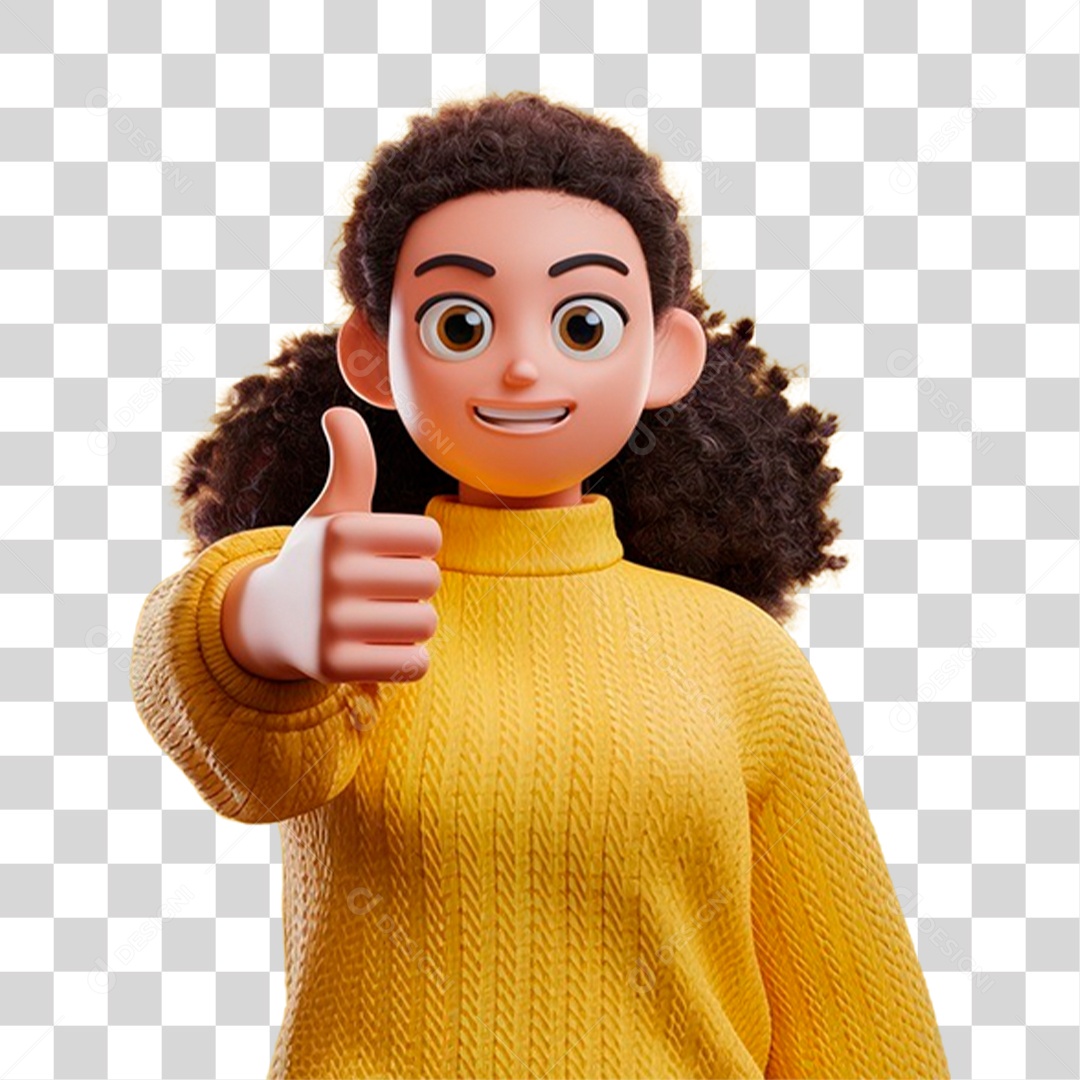Personagem Mulher Fazendo Sinal de Beleza PNG Transparente