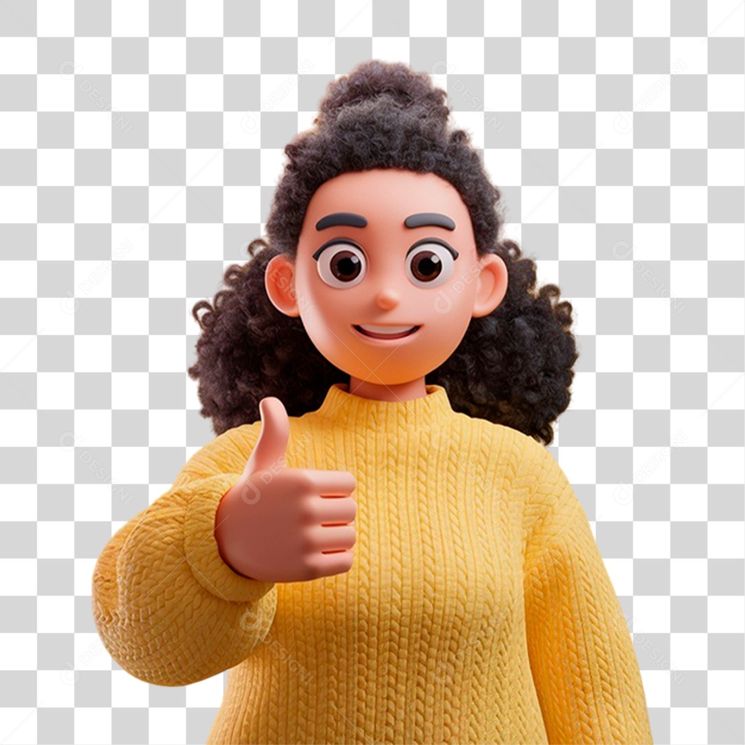 Personagem Mulher Fazendo Sinal de Beleza PNG Transparente