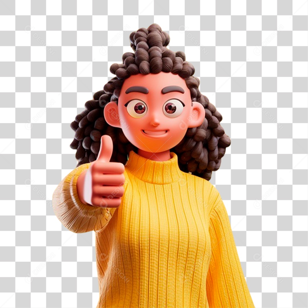 Personagem Mulher Fazendo Sinal de Beleza PNG Transparente