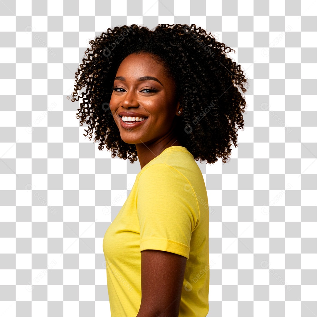 Mulher com Roupa Amarela PNG Transparente
