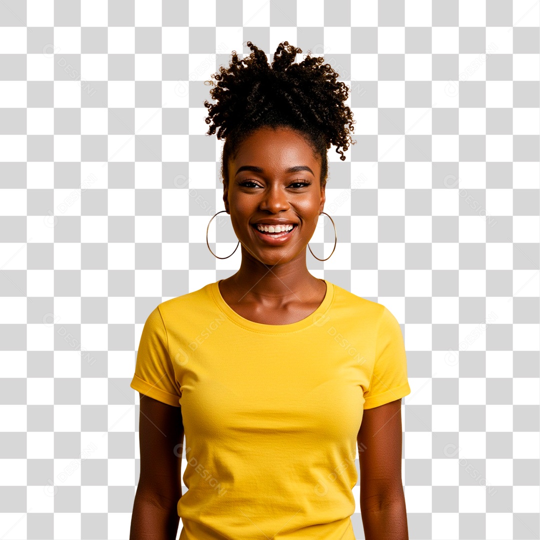 Mulher Negra Sorrindo PNG Transparente