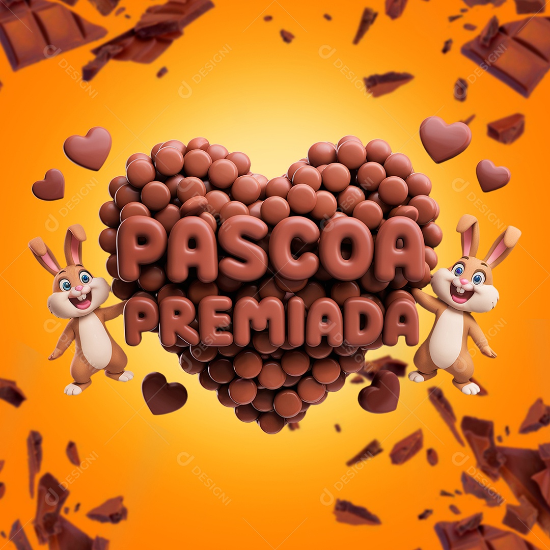 Páscoa Premiada Selo 3D para Composição PSD