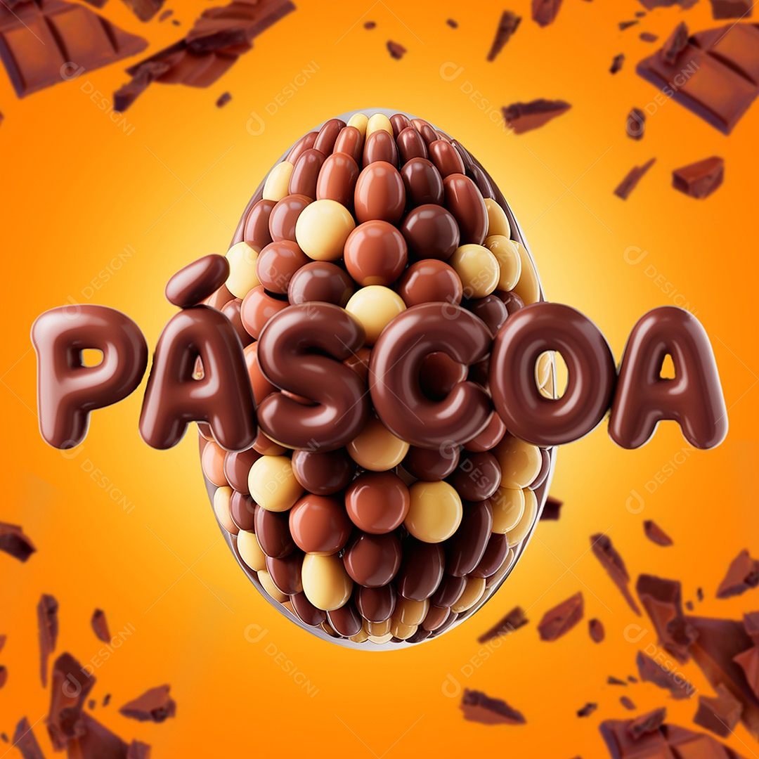 Páscoa Dos Sonhos Selo 3D para Composição PSD