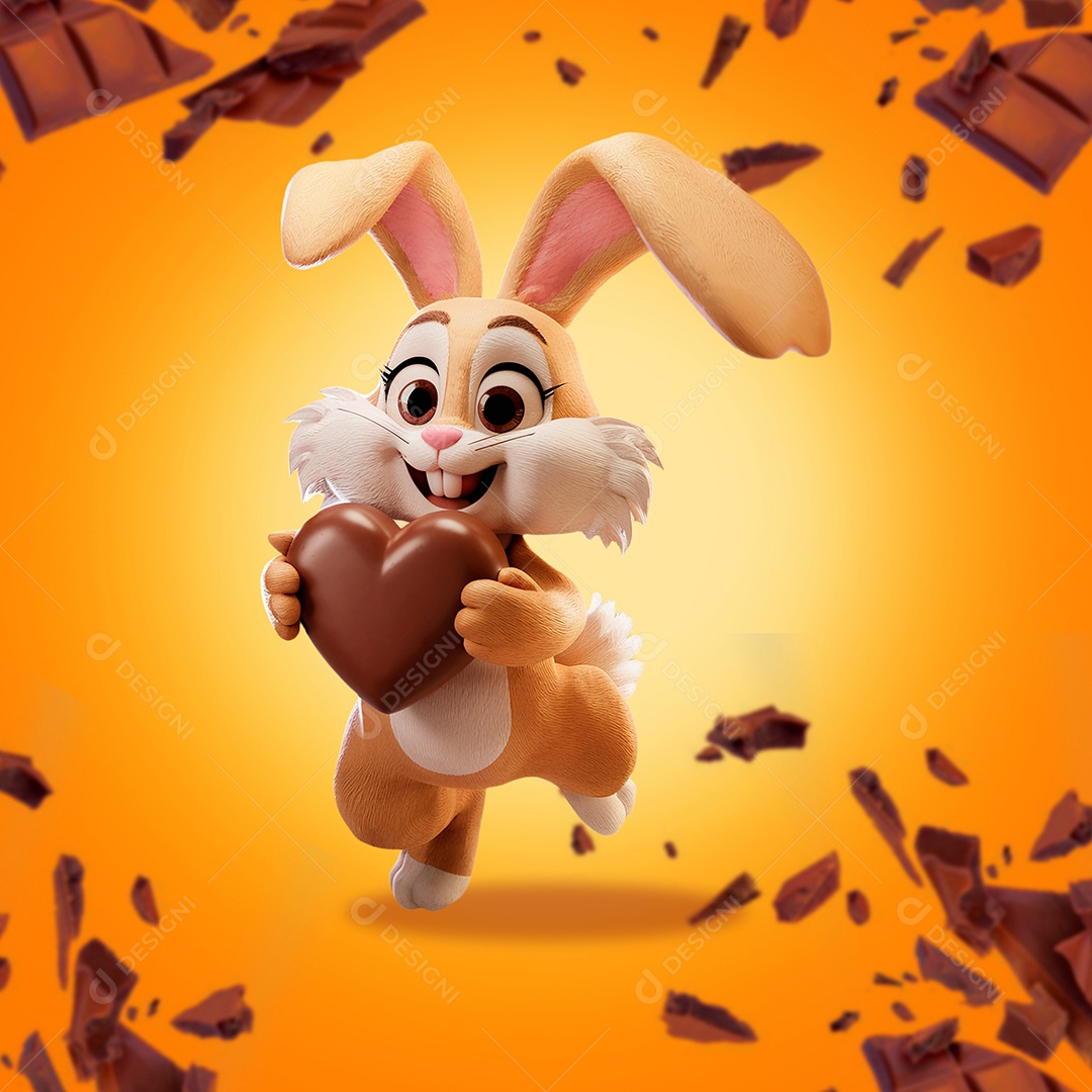 Páscoa Selo 3D para Composição PSD