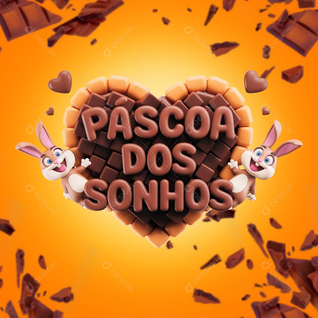 Páscoa Dos Sonhos Selo 3D para Composição PSD