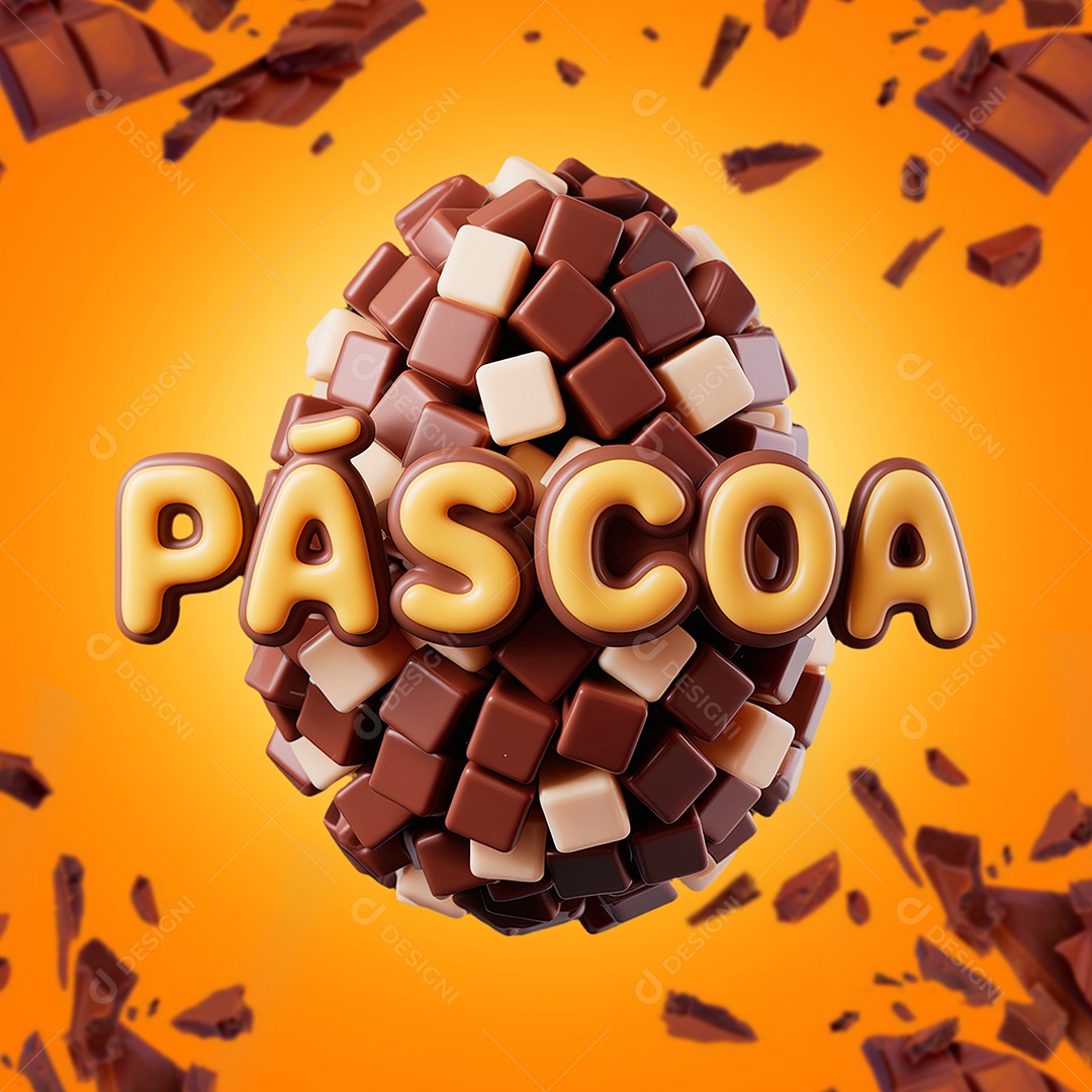 Páscoa Selo 3D para Composição PSD