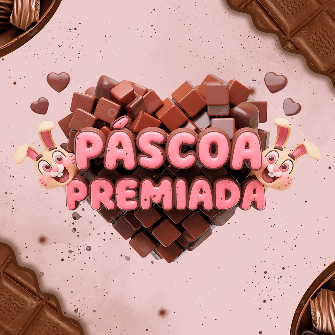 Páscoa Premiada Selo 3D para Composição PSD