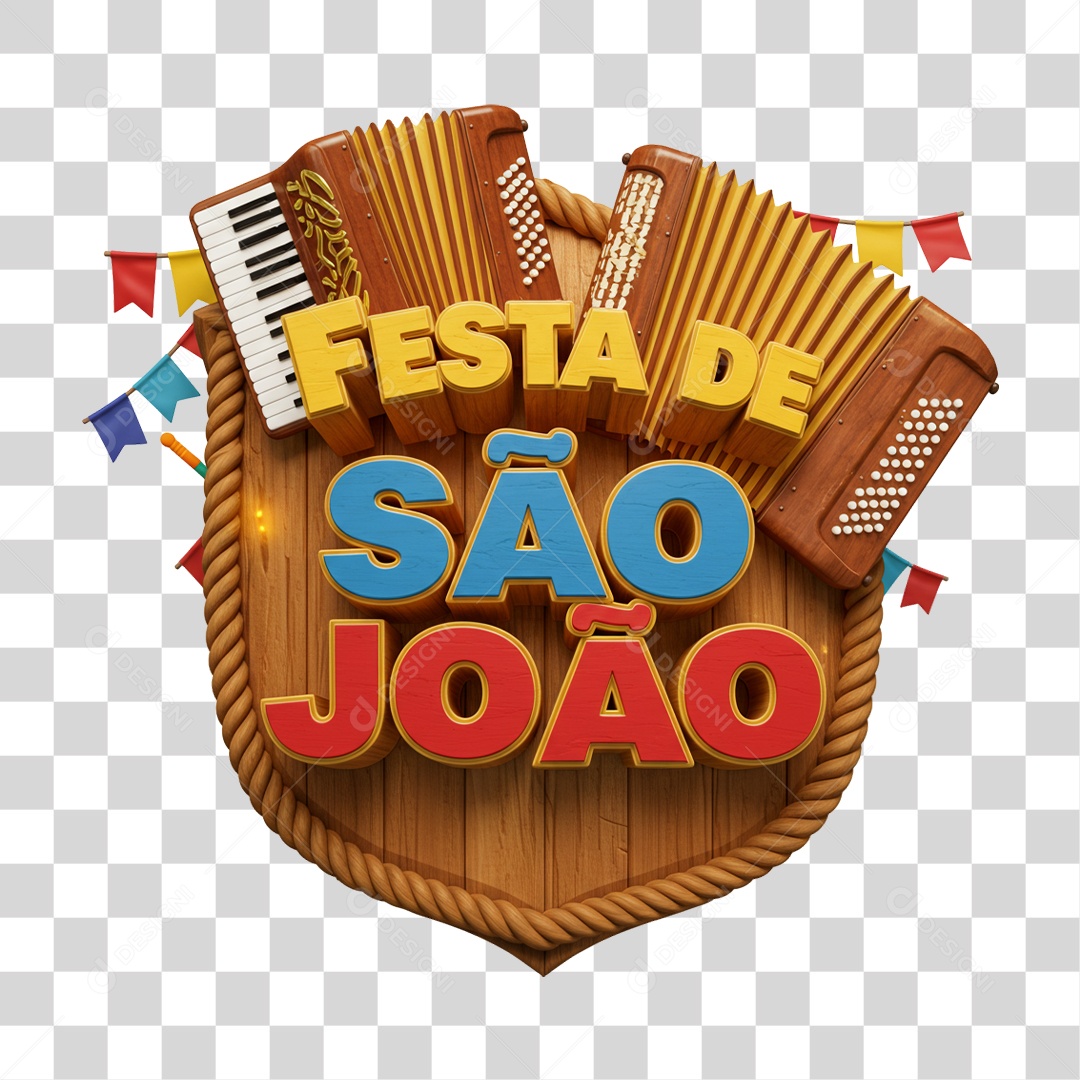 Selo 3D Festa de São João PNG Transparente