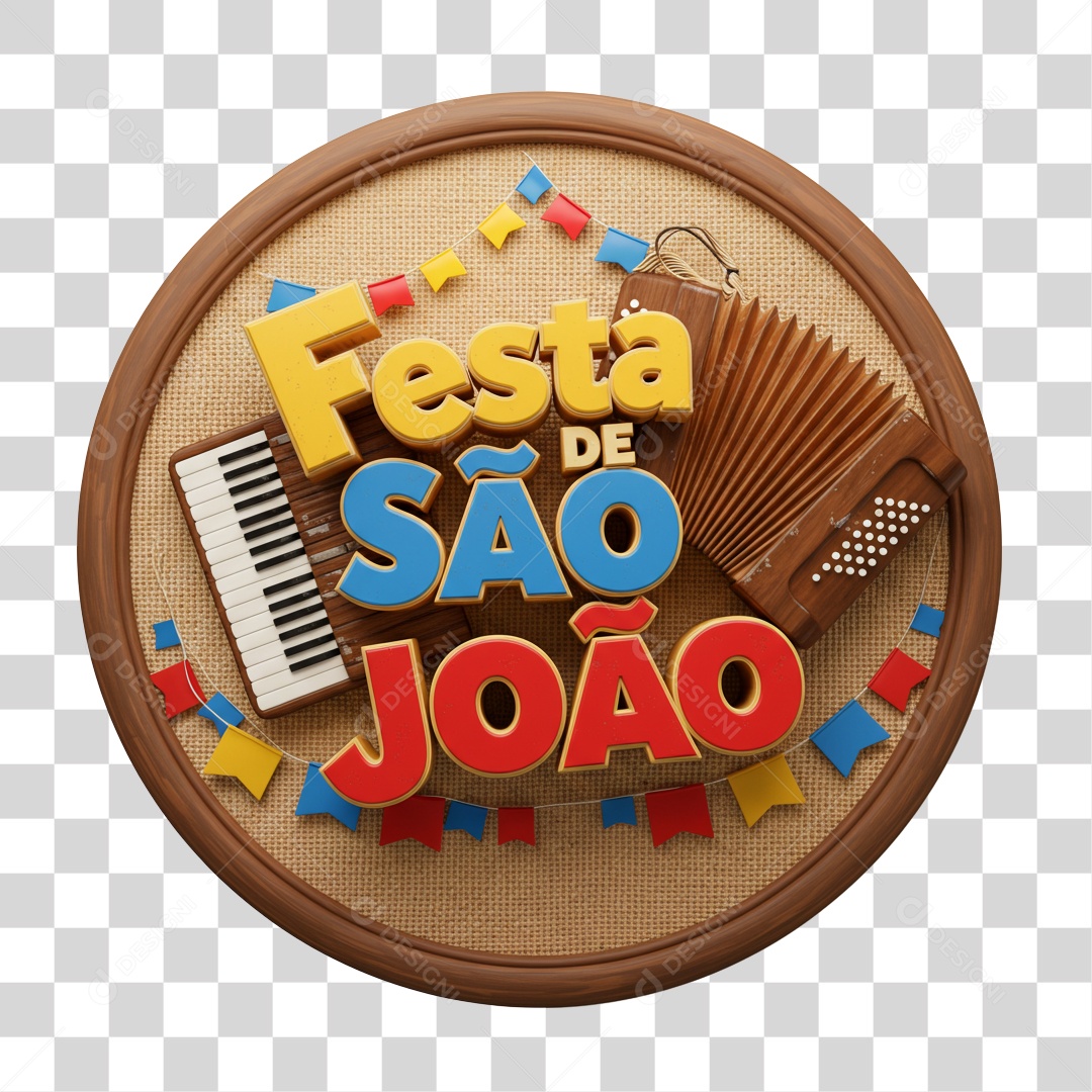 Selo 3D Festa de São João PNG Transparente