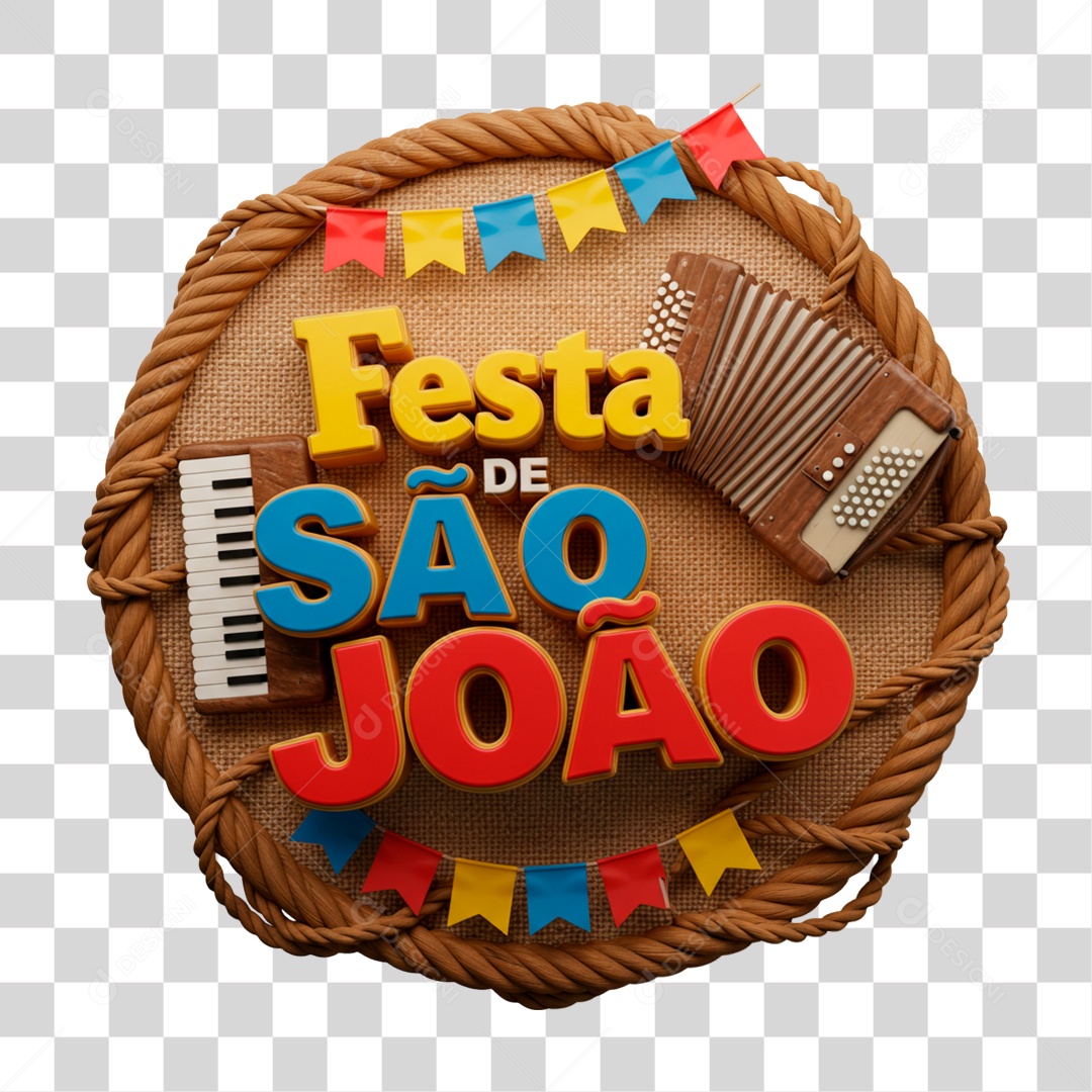 Selo 3D Festa de São João PNG Transparente