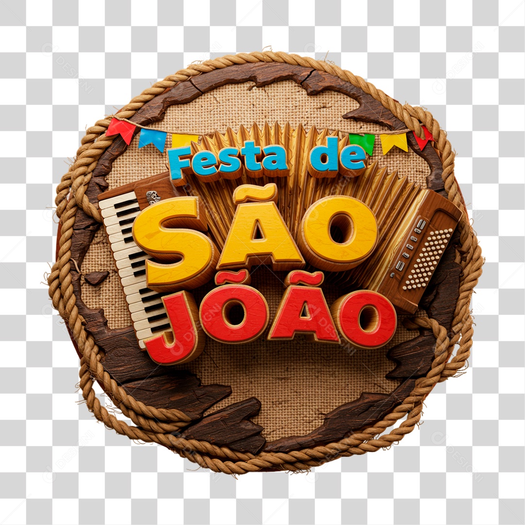 Selo 3D Festa de São João PNG Transparente