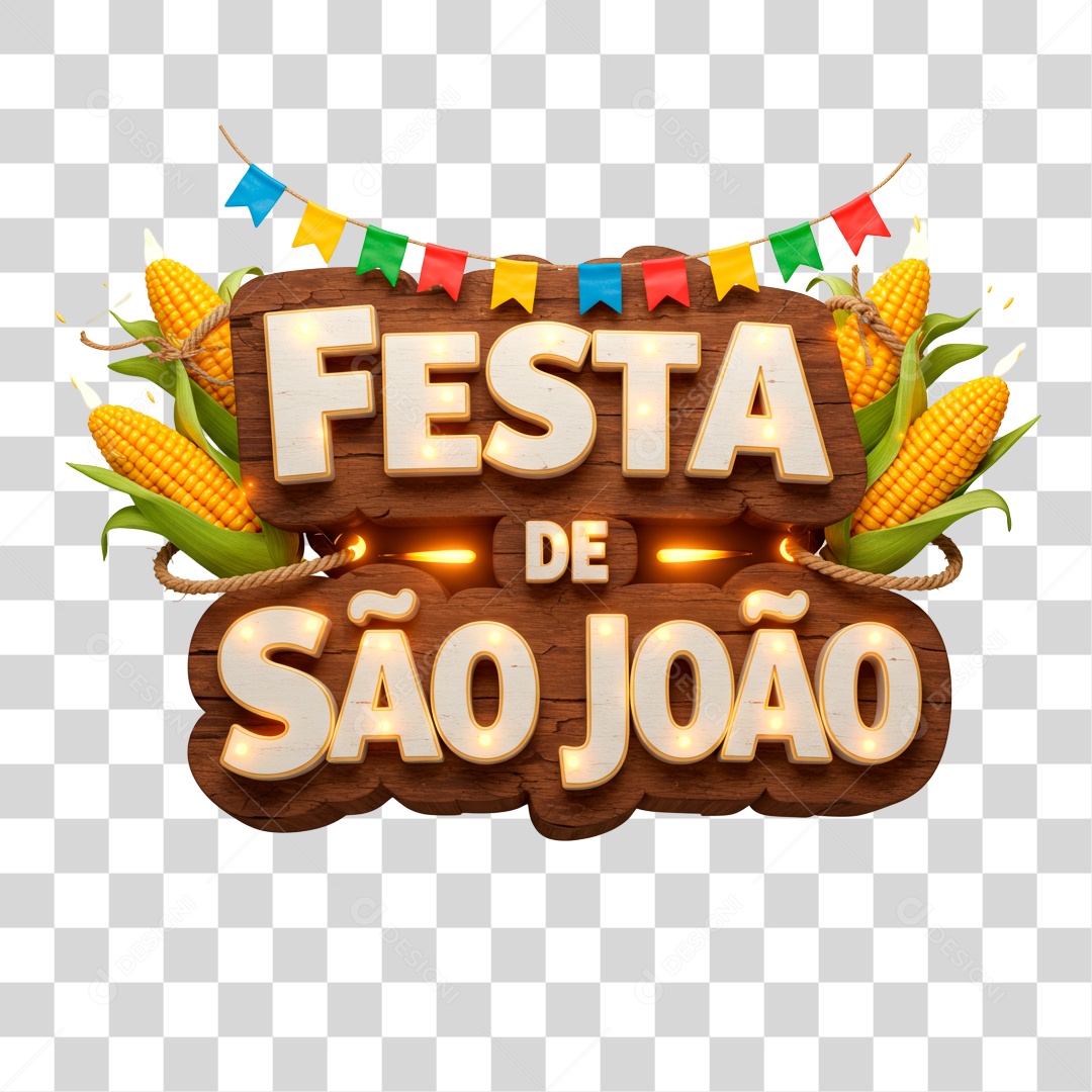 Selo 3D Festa de São João PNG Transparente