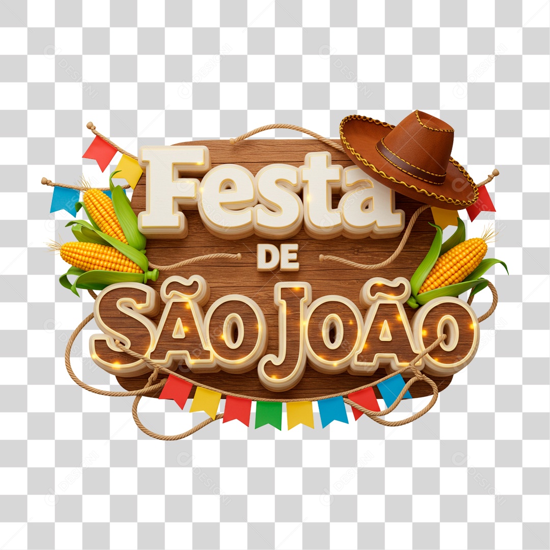Selo 3D Festa de São João PNG Transparente