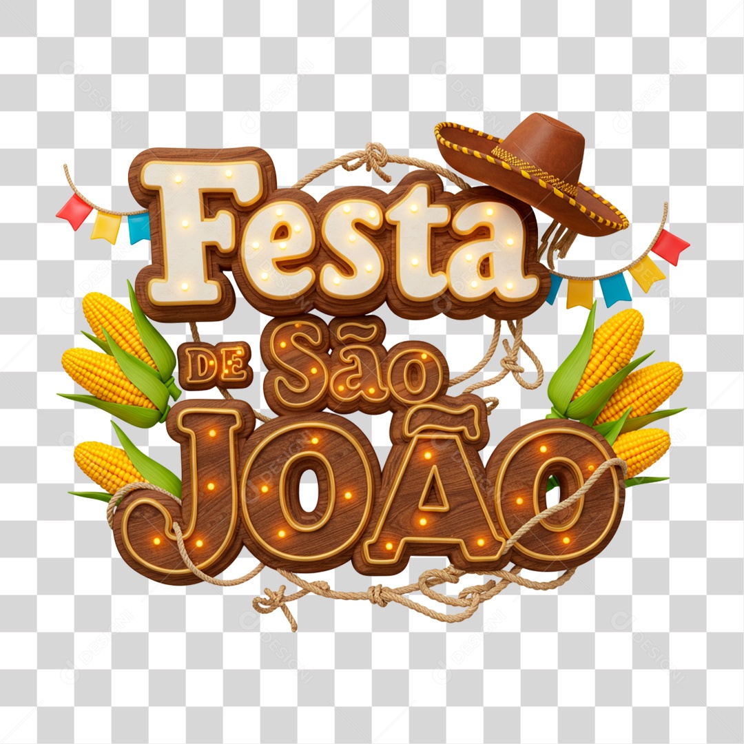 Selo 3D Festa de São João PNG Transparente