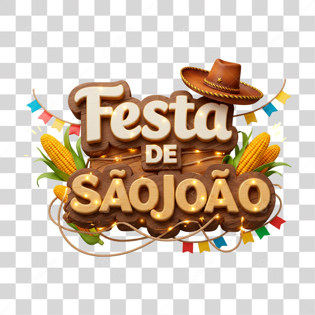 Selo 3D Festa de São João PNG Transparente