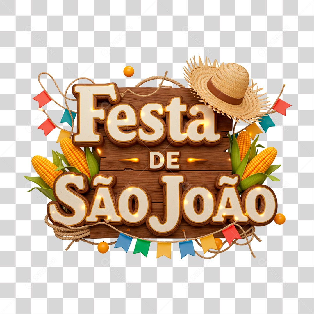 Selo 3D Festa de São João PNG Transparente