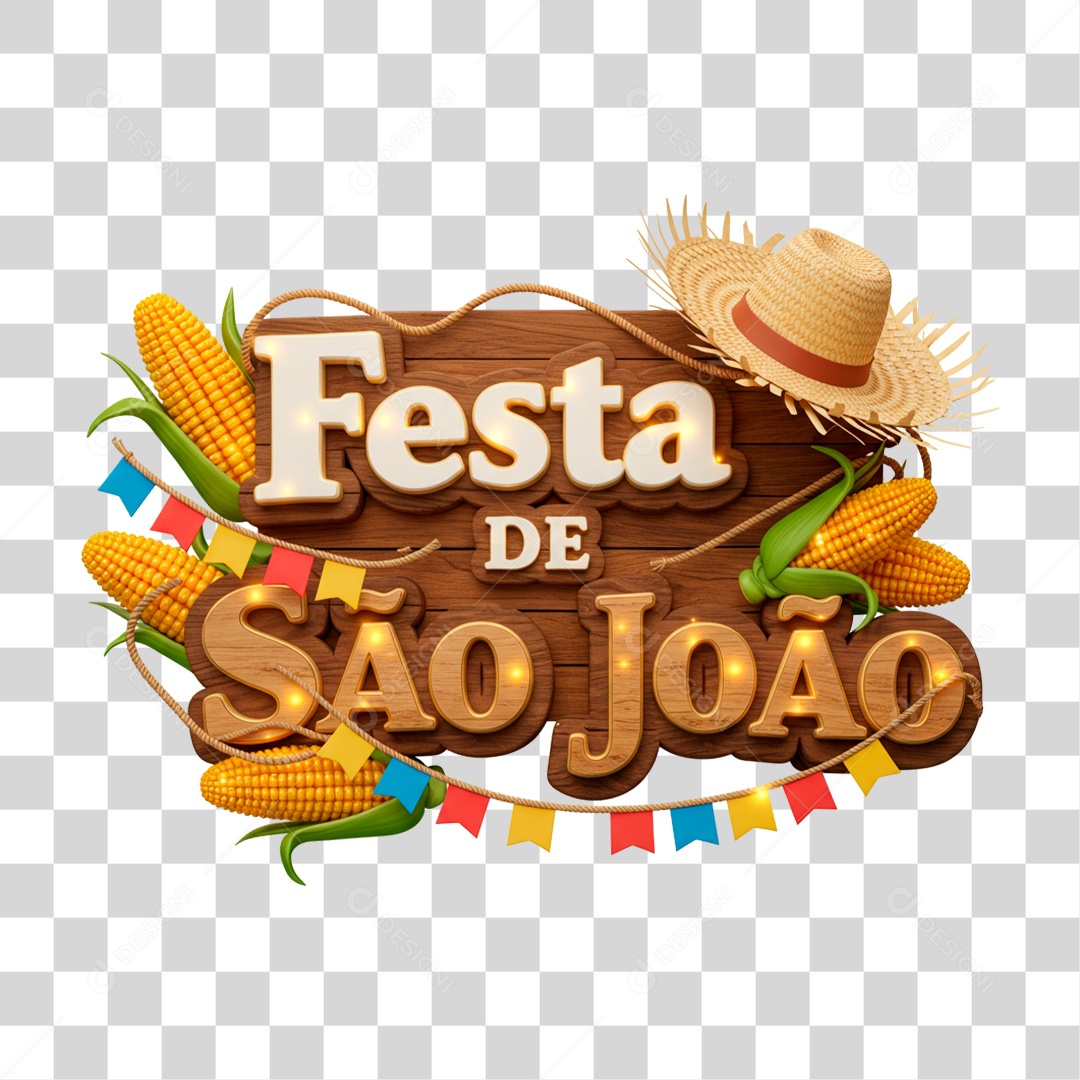 Selo 3D Festa de São João PNG Transparente