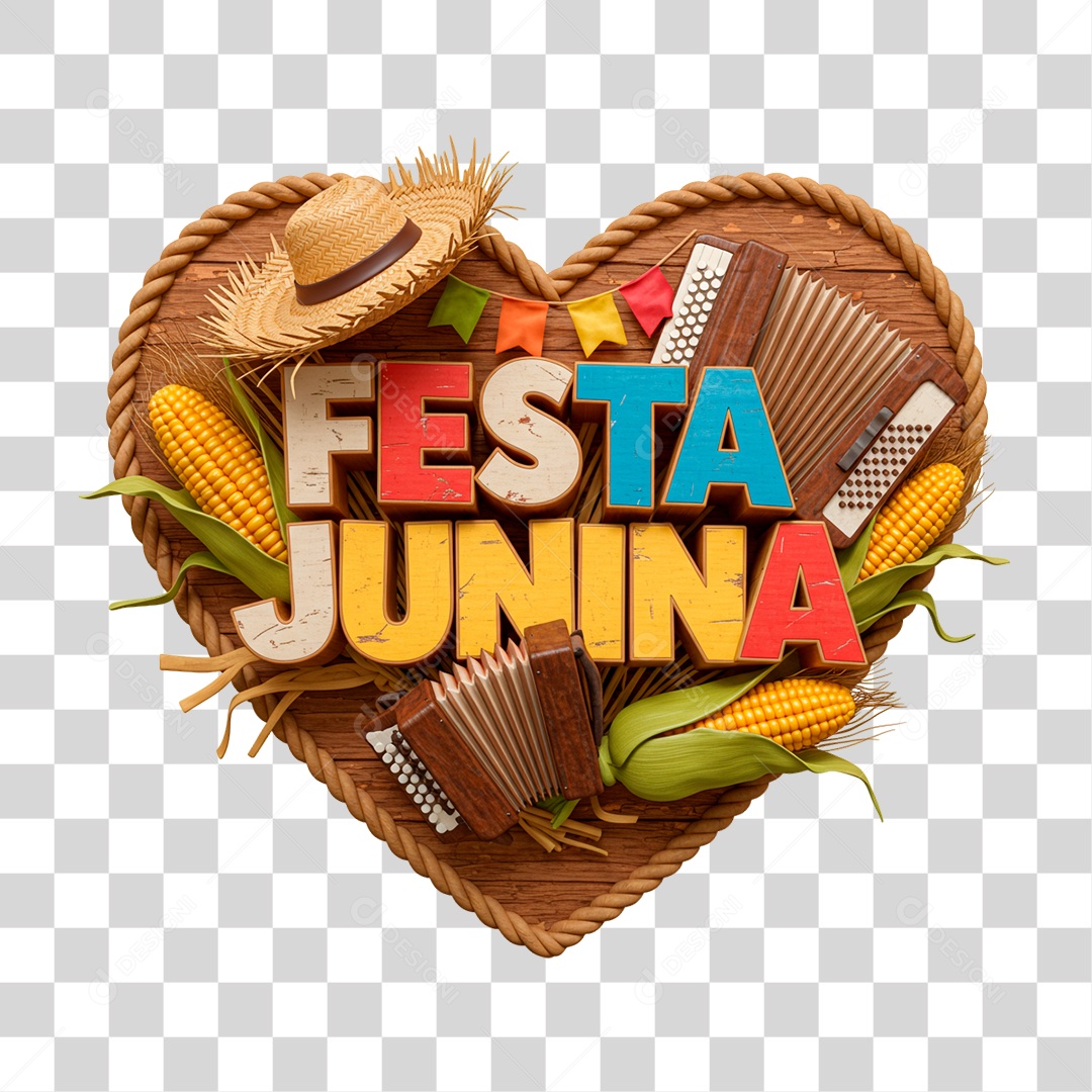 Selo 3D Festa Junina PNG Transparente