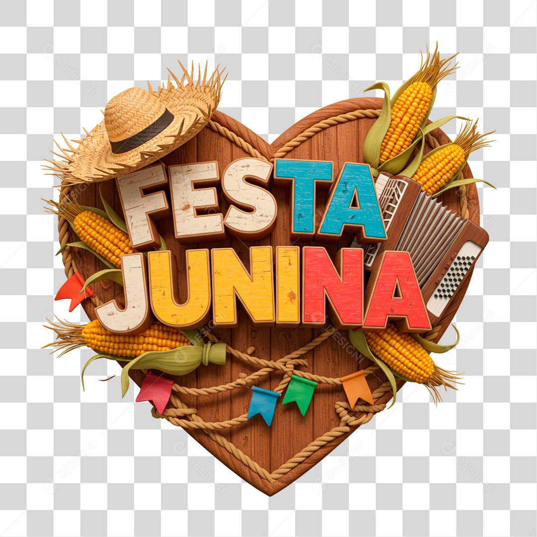 Selo 3D Festa Junina PNG Transparente