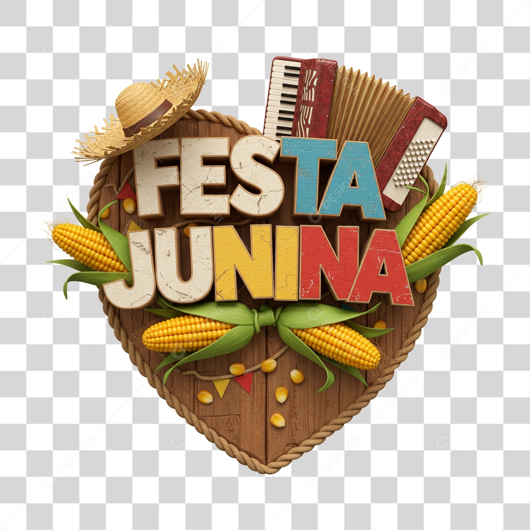 Selo 3D Festa Junina PNG Transparente